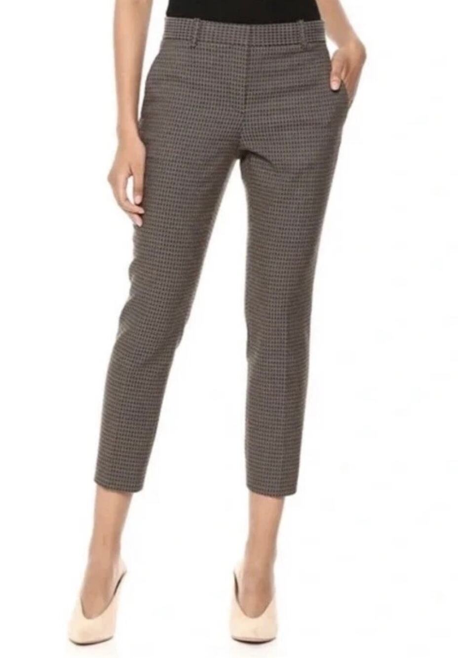 Theory Treeca 2 Dot Jacquard Cropped Pants Size 0 Work Trousers Geo Print